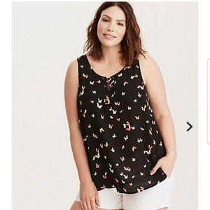 Torrid Georgette lace up tank